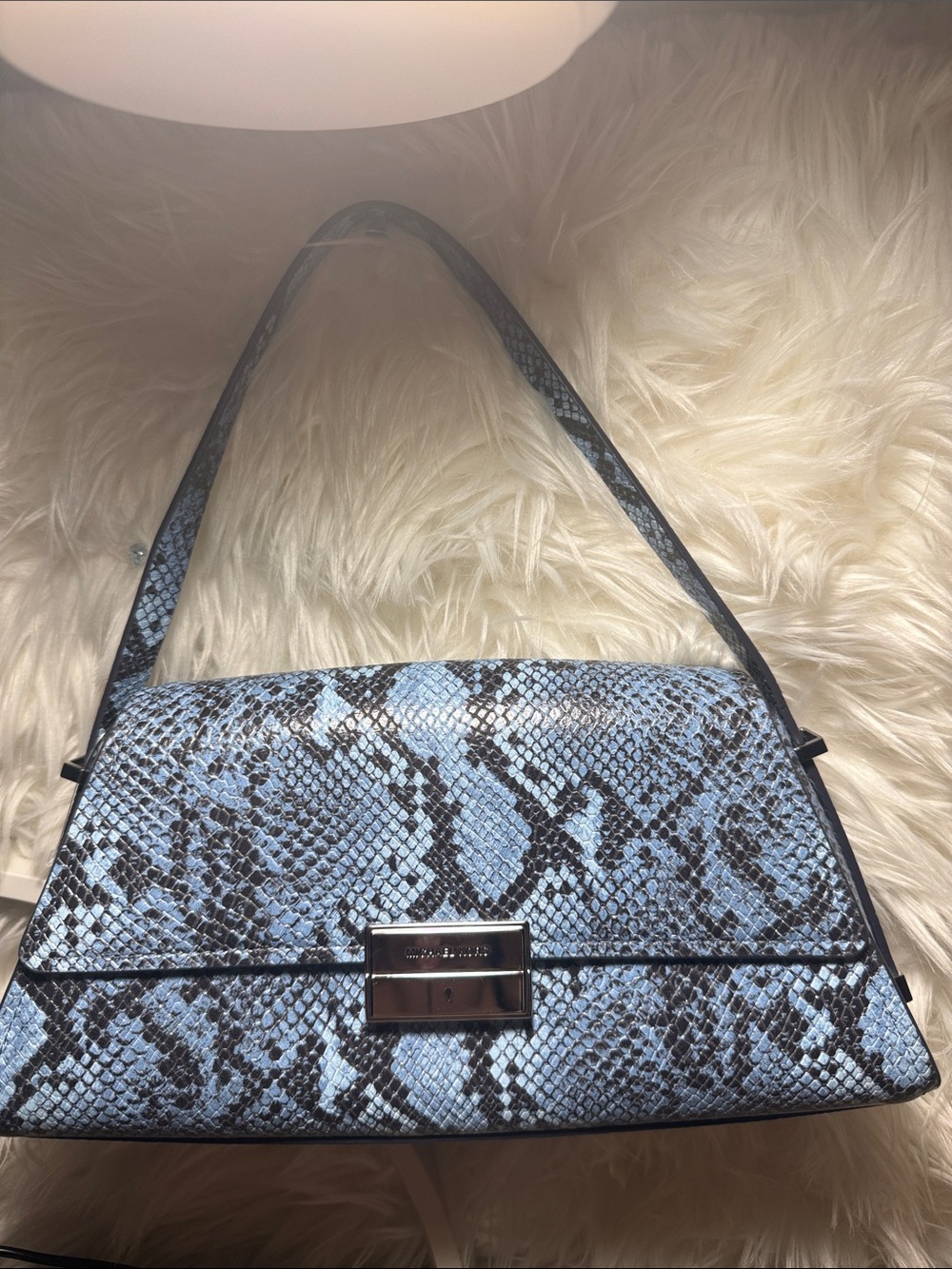 Michael Kors Blue Snake-Print Shoulder Bag